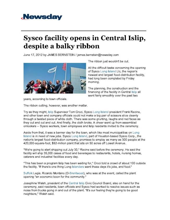 Sysco Long Island Opens